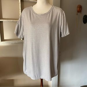 Pure Alfred Sung festive shimmery silver t shirt